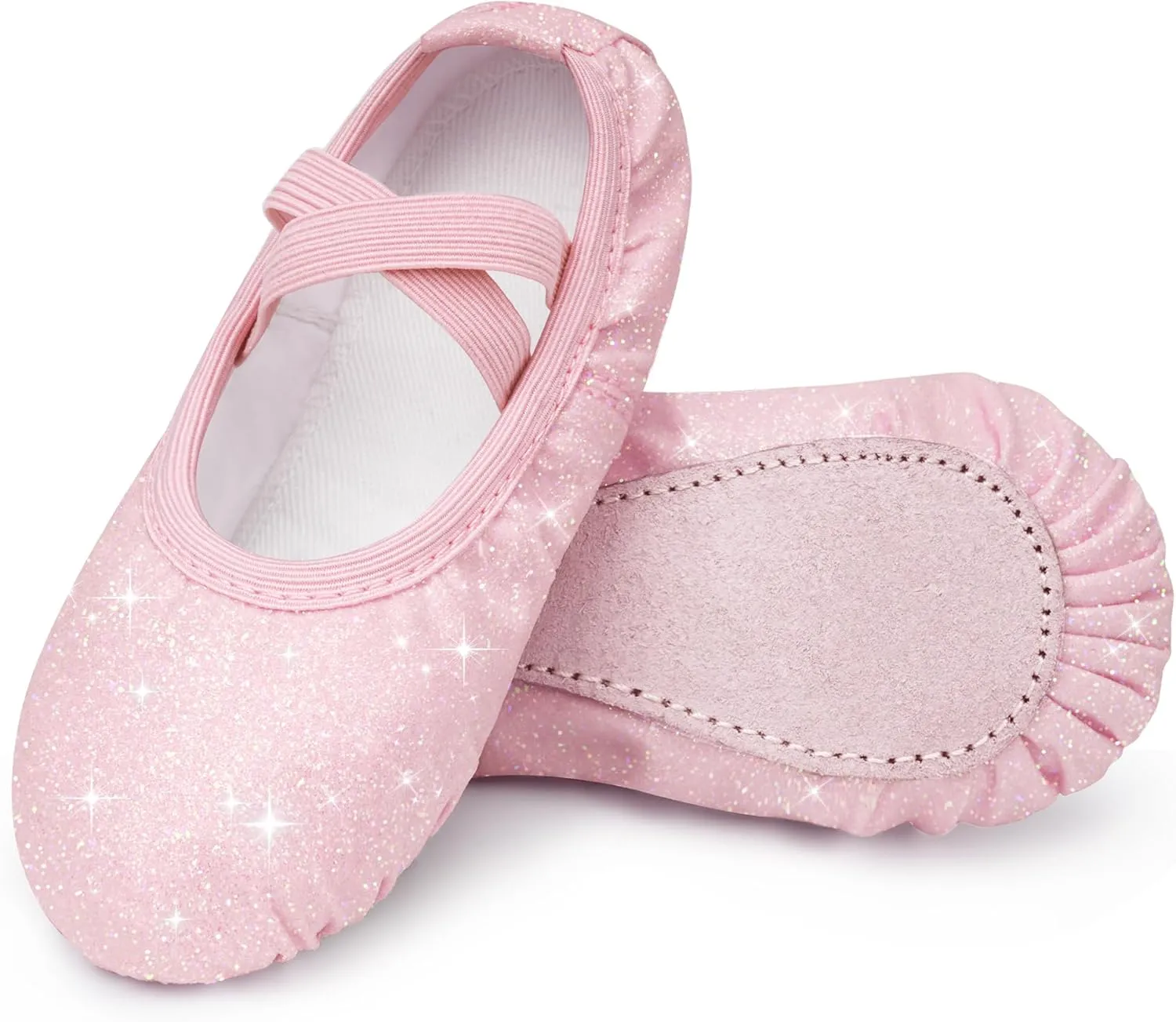 Stelle Ballet Shoes for Girls Glitter | Metallic Faux Leather Ballet Slippers Dance Shoes for Toddler/Little/Big Kids