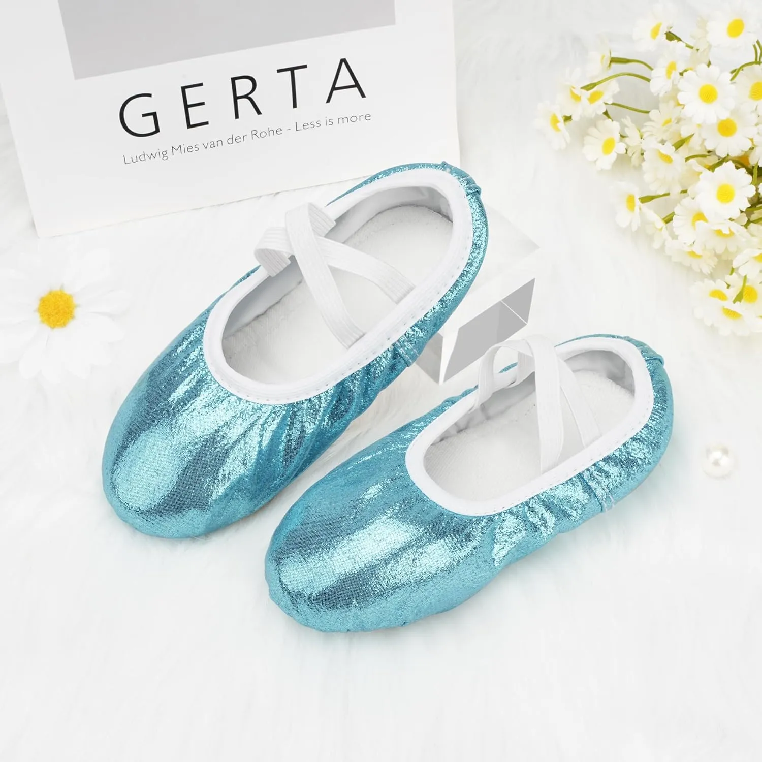 Stelle Ballet Shoes for Girls Glitter | Metallic Faux Leather Ballet Slippers Dance Shoes for Toddler/Little/Big Kids