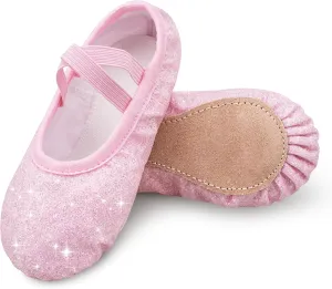Stelle Ballet Shoes for Girls Glitter | Metallic Faux Leather Ballet Slippers Dance Shoes for Toddler/Little/Big Kids