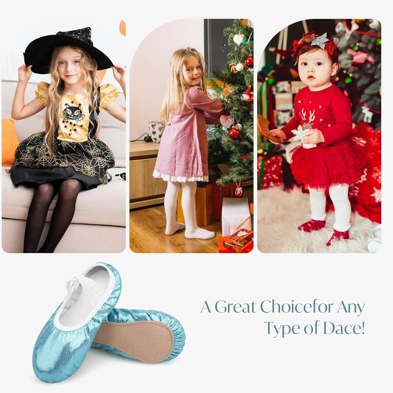 Stelle Ballet Shoes for Girls Glitter | Metallic Faux Leather Ballet Slippers Dance Shoes for Toddler/Little/Big Kids