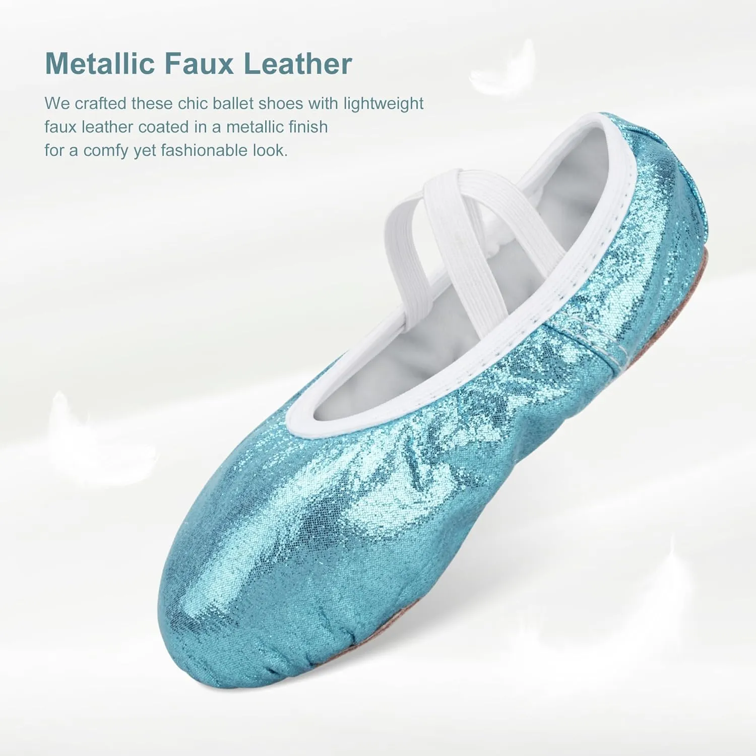 Stelle Ballet Shoes for Girls Glitter | Metallic Faux Leather Ballet Slippers Dance Shoes for Toddler/Little/Big Kids