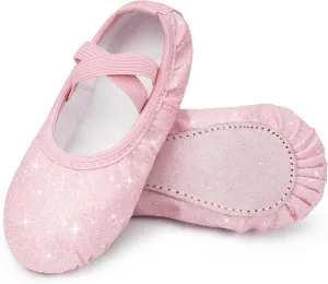 Stelle Ballet Shoes for Girls Glitter | Metallic Faux Leather Ballet Slippers Dance Shoes for Toddler/Little/Big Kids