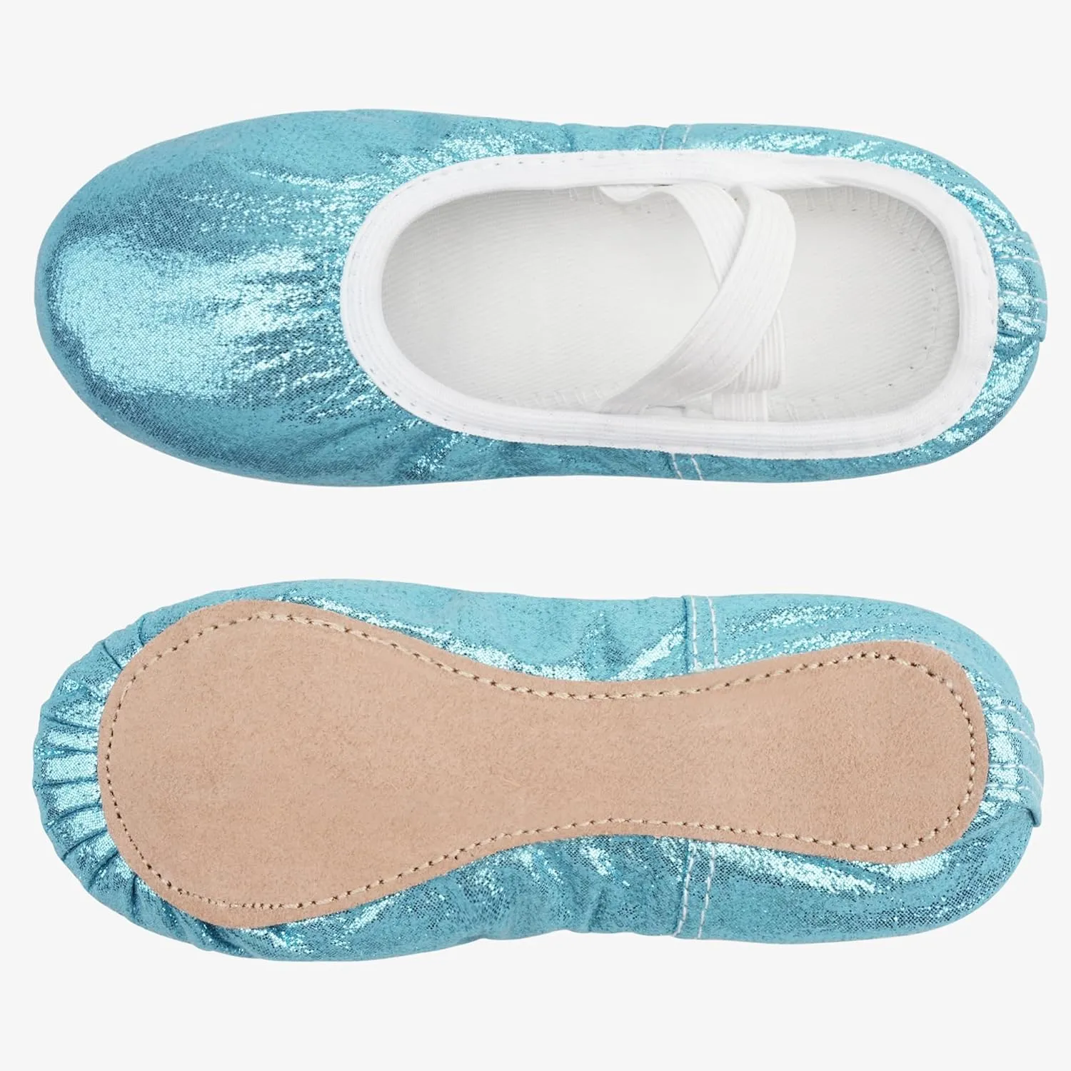 Stelle Ballet Shoes for Girls Glitter | Metallic Faux Leather Ballet Slippers Dance Shoes for Toddler/Little/Big Kids