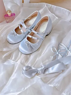 TAVIMART  -  French Vintage Girls Shoes Lolita Cosplay Ballet Style Elegant Solid Color Rivet Star Tassels Bandages Round Head 3-5cm Shoes