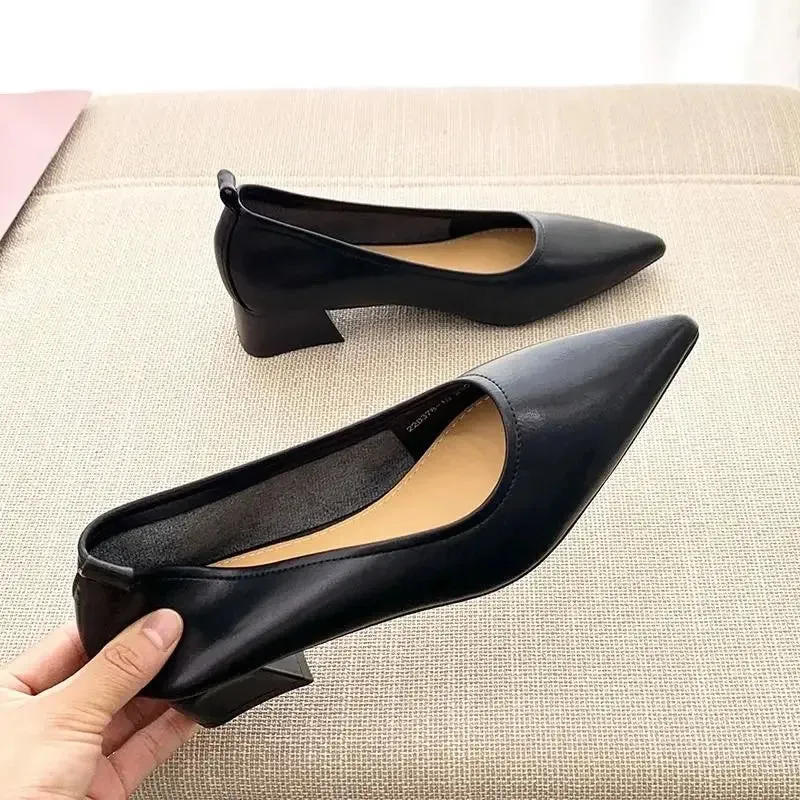 TAVIMART  -  Ladies Pumps Pointed Toe With Medium Heels Women's Shoes Korean Style Luxury Quick Delivery Non Slip Hot Trendy And Low Price
