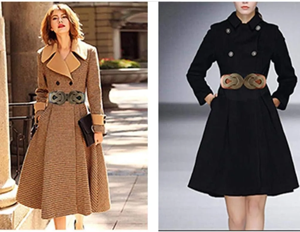 VOCHIC 2pcs Vintage Basic Stretchy Elastic Wide Waist Belt for Womens Dress Metal Interlock Buckle