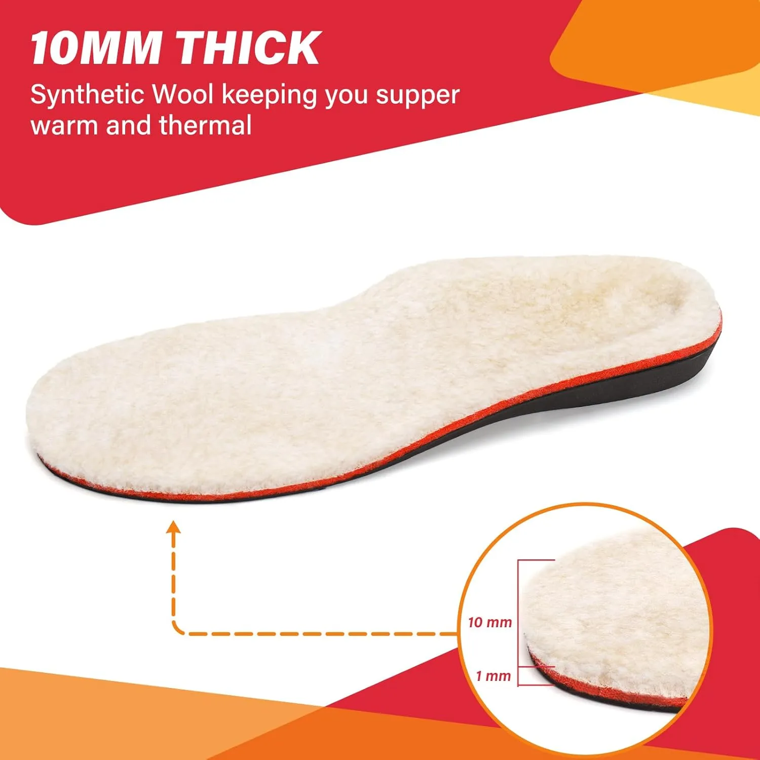 V.Step Wool Insoles with Arch Support, Comfortable Sheepskin Shoe Inserts Shearling Replacement for Women Men Boots Cozy