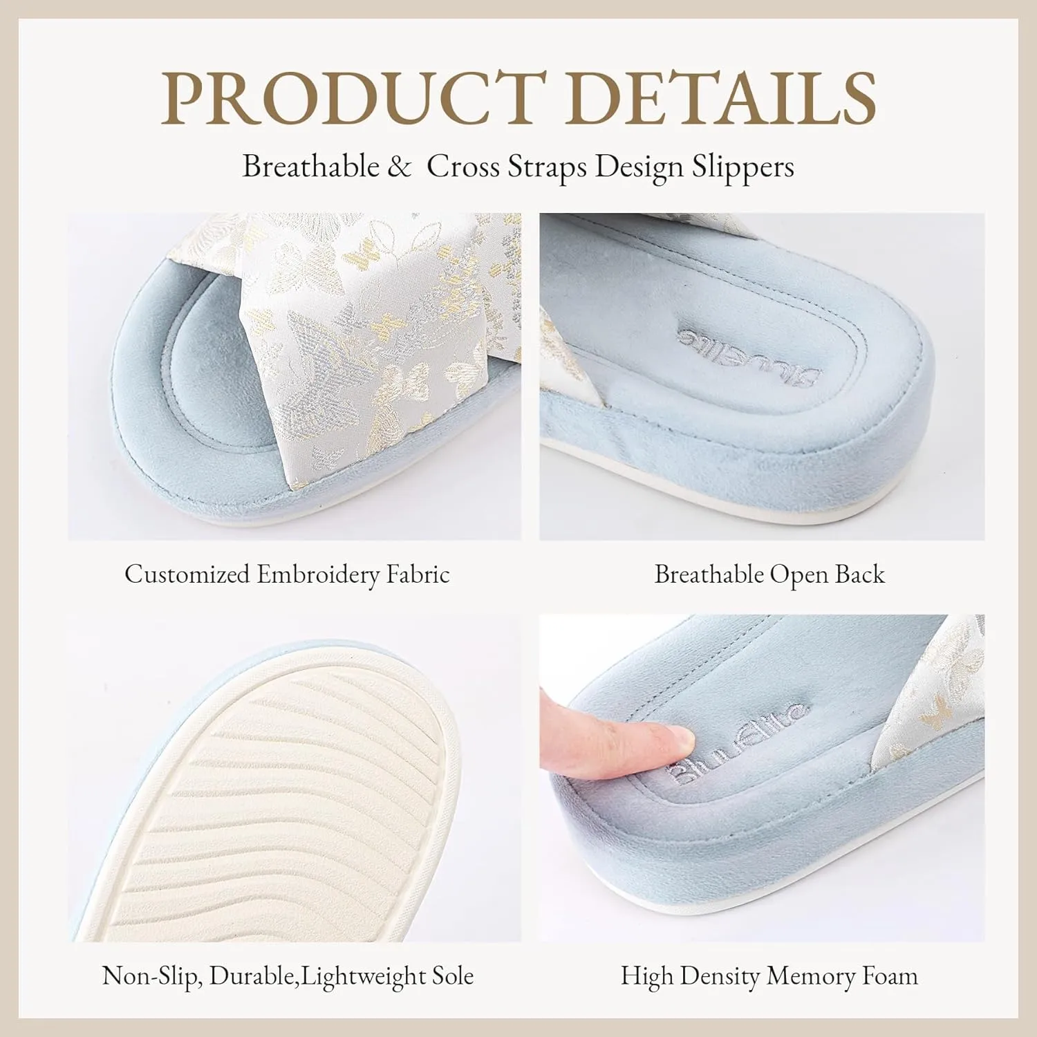 Women's Orthotic Arch Support Slippers Cross Band Design Slippers Open Toe with Memory Foam Slippers for Indoor Outdoor